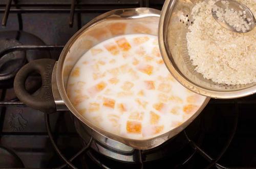 Диетическая каша из тыквы с рисом. Как приготовить рисовую кашу с тыквой в кастрюле на плите — рецепт молочной рисовой каши с тыквой с пошаговыми фото